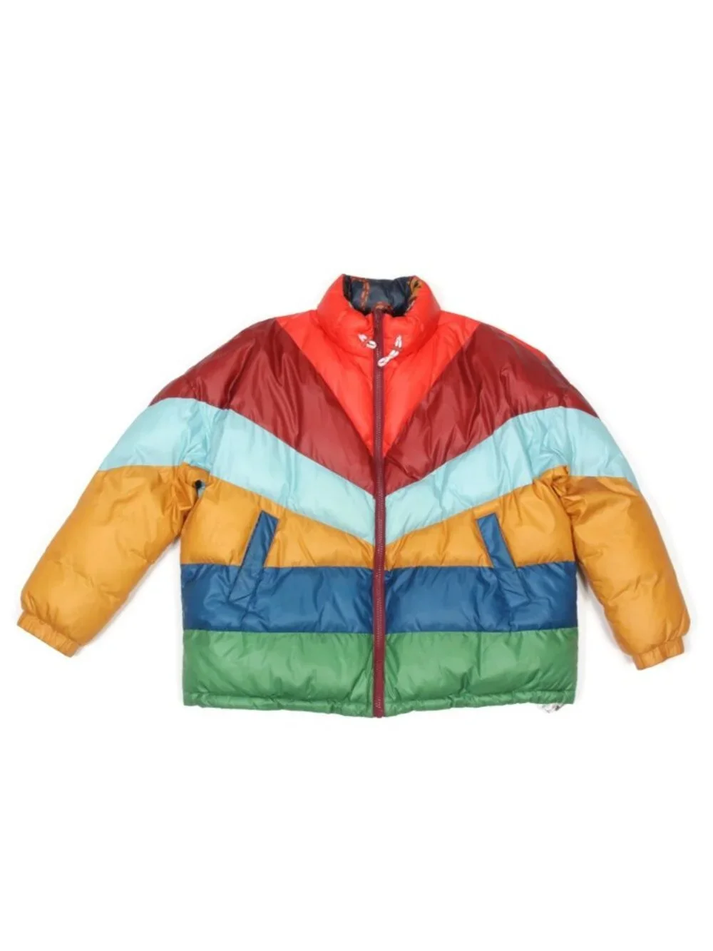 FARM RIO Reversible Striped Rainbow Animal Rainforest Puffer Jacket sz XL /650 - Picture 2 of 11